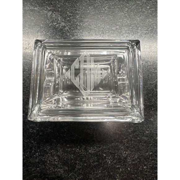 Vintage 1950's Cut Trinket Box Monogrammed Cigarette Box & 2 Cigarette Ash Trays - Picture 5 of 5